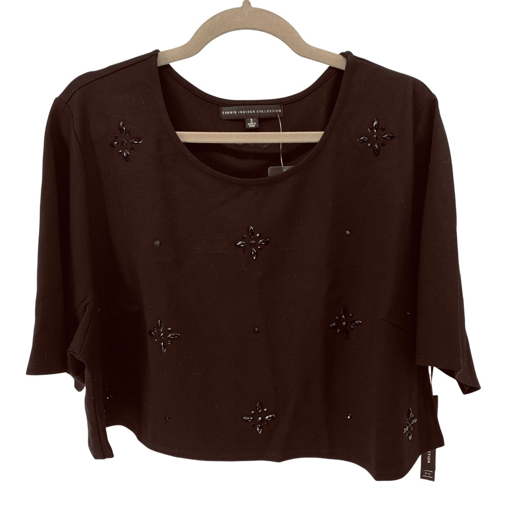 Torrid Insider Collection Black Embellished Crop Top 3 3X Limited Edition